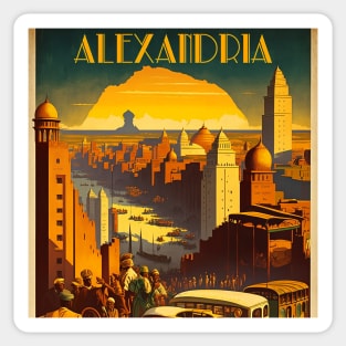 Alexandria Egypt Vintage Travel Art Poster Sticker